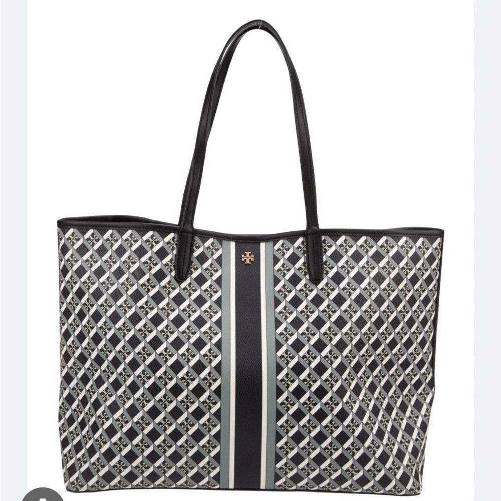 Tory Burch Checkered Black and White Tote